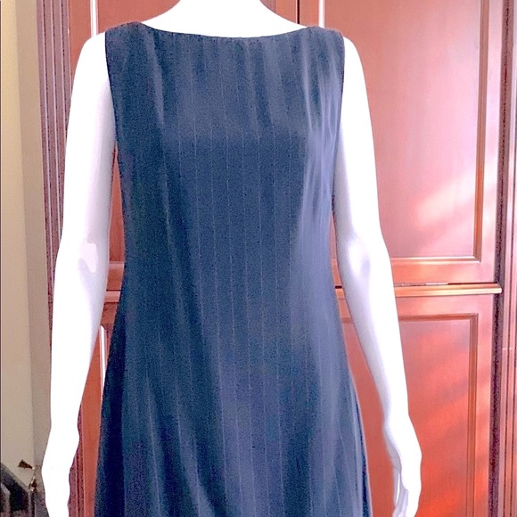 Anne Klein Navy blue striped wool pencil dress at knee & jacket 2 Pc suit US 12 - Picture 3 of 13
